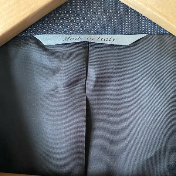 CANALI Made in Italy Brown/Blue/White Pinstripe 100% Wool 2-Button Blazer SZ 44L